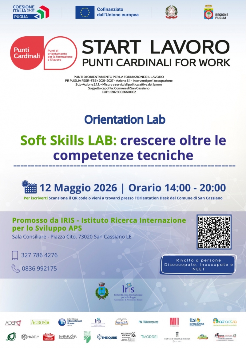 Punti Cardinali for Work. Orientation Lab - Soft Skills Lab: Crescere oltre le competenze tecniche. 12 maggio 2026