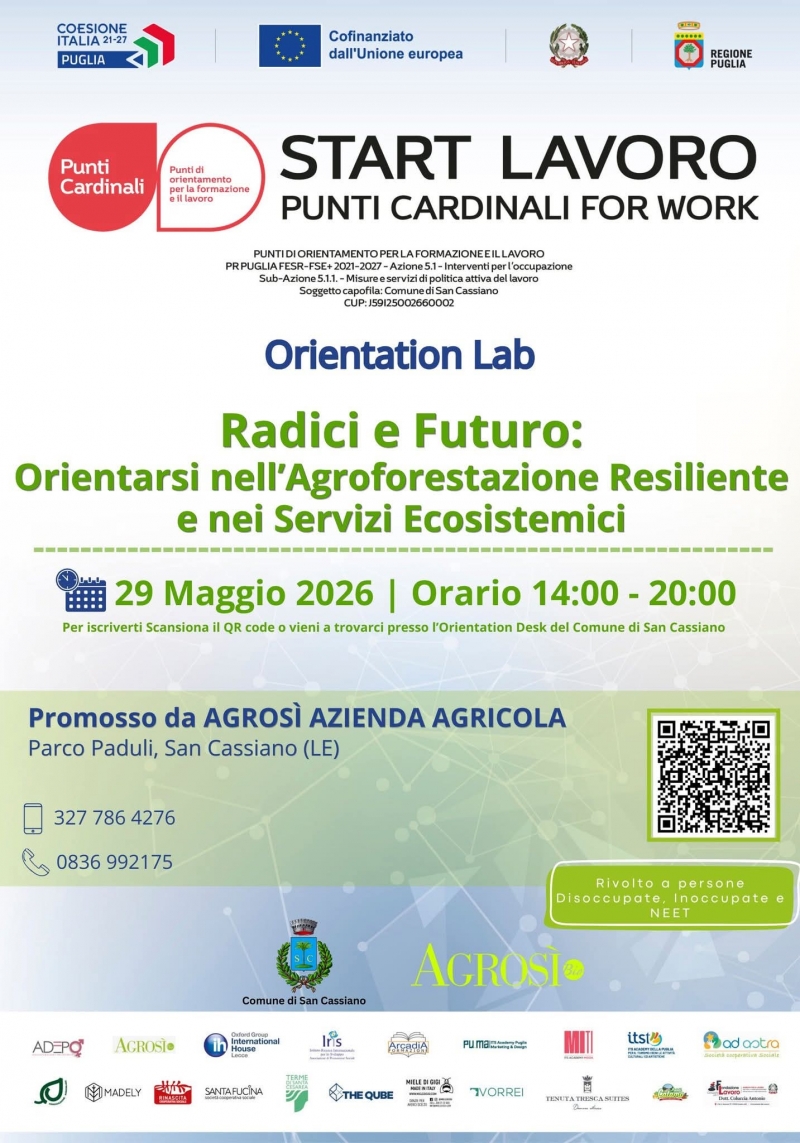 Punti Cardinali for Work. Progetto START LAVORO del Comune di San Cassiano, 29 maggio 2026