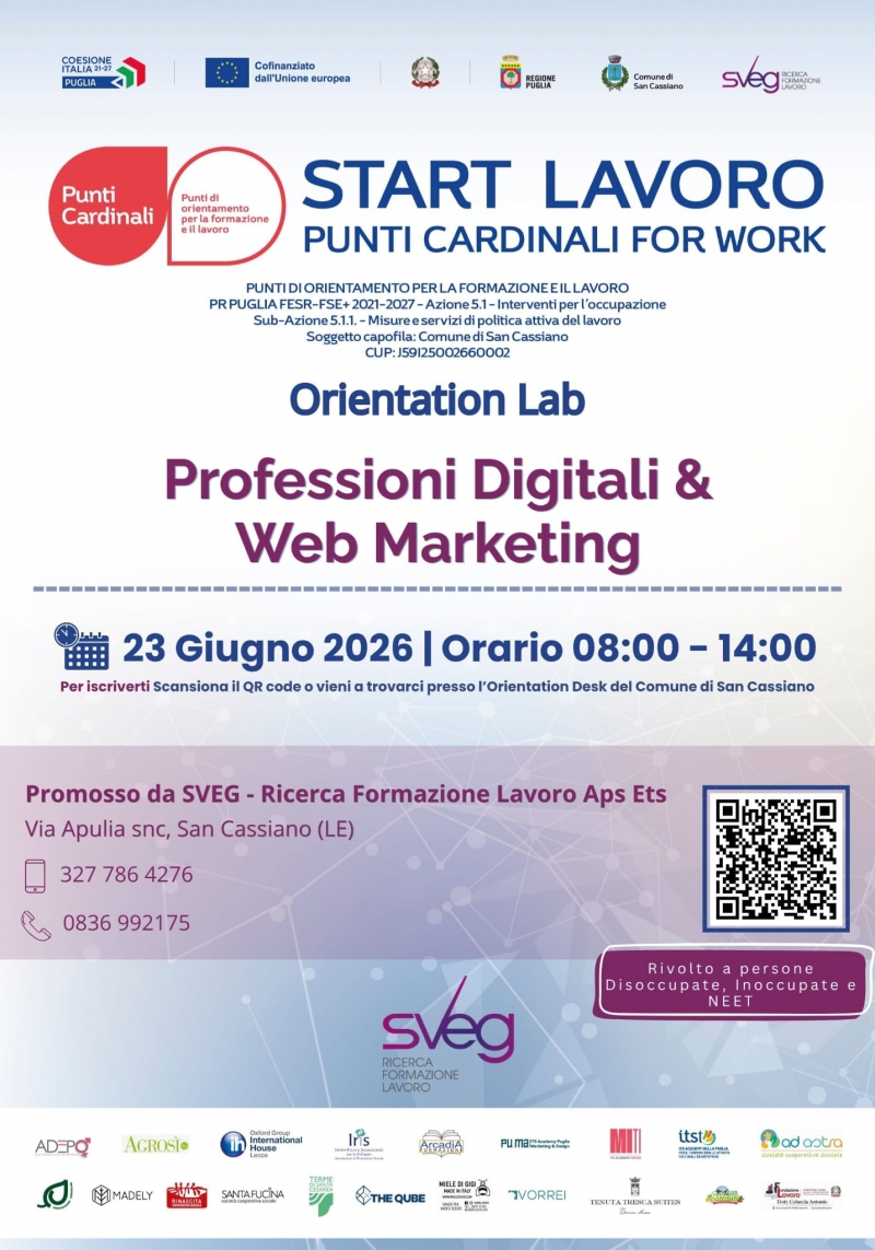 PUNTI CARDINALI FOR WORK - START LAVORO ORIENTATION LAB: professioni digitali. 23 GIUGNO 2026