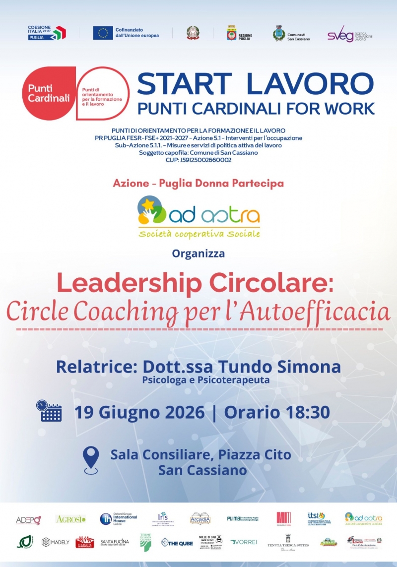 Punti Cardinali for Work. PROGETTO START LAVORO del Comune di San Cassiano