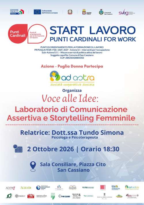 PUNTI CARDINALI FOR WORK_PROGETTO START LAVORO_COMUNE DI SAN CASSIANO-CUP: J59I25002660002. INCONTRO DEL 2 OTTOBRE